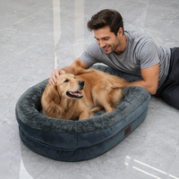 Lit orthopédique ovale personnalisé pour chien, imperméable, super doux, en tissu cristal, mousse alvéolée, pour grands chiens