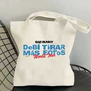 Sac de shopping Bad Bunny DTMF World Tour 2025-2026, sac fourre-tout en toile <span class=keywords><strong>Debi</strong></span> Tirar Mas Fotos, sac à bandoulière tendance pour filles - Product Image 6