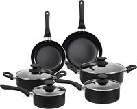 Ensemble de cuisson antiadhésif pour la maison, comprenant une casserole et une poêle, ustensiles de cuisine, 1 pièce, poignée anti-chaleur, noir, PTFE