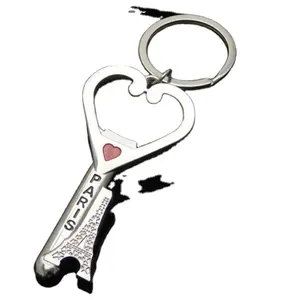 2024 nóng bán tim Eiffel mở chai móc khóa Trung Quốc vàng Nhà cung cấp với chất lượng tốt tim Keychain