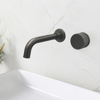 Robinet de lavabo encastré mural en laiton chromé à 2 trous, mitigeur monocommande eau chaude et froide