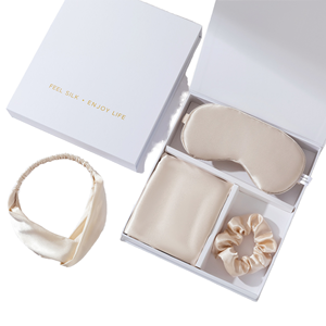 Manufacturer <b>Box</b> Single Grid Eye Mask Combination Hair Ring Pillowcase Three Piece <b>Gift</b> Set - Product Image 1