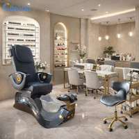 Chaise de pédicure professionnelle de luxe moderne pour salon de manucure avec jet sans tuyau et éclairage LED