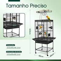 Cage à oiseaux MBOX 155x46x46cm à 3 niveaux avec plateau amovible à roulettes 360° et 4 bols en acier inoxydable pour calopsites et oiseaux moyens/grands
