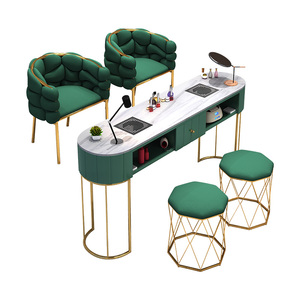 Mesa de Manicura Moderna de <span class=keywords><strong>Hierro</strong></span>, Set de Mesa y Silla para Salón de Uñas, Mesas de Maquillaje de Lujo Ligero, Individuales y Dobles <span class=keywords><strong>con</strong></span> Aspiradora - Product Image 5
