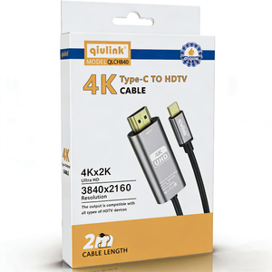 Câble USB C vers HDMI Qiulink 4K 60Hz 2M en alliage d'aluminium, adaptateur Type C vers HDTV pour <span class=keywords><strong>MacBook</strong></span> Pro <span class=keywords><strong>Air</strong></span>, ordinateur portable vers moniteur <span class=keywords><strong>TV</strong></span> - Product Image 6