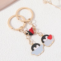 Porte-clés pingouin mignon avec aimant coeur belle conception animale pour bijoux à bricoler soi-même accessoires collier en métal fait main