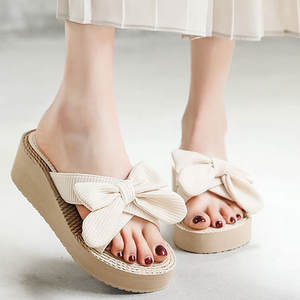 Papillon sandale nouveau un mot pantoufles dames sandales <span class=keywords><strong>compensées</strong></span> ballerine pantoufles pour femmes sandales <span class=keywords><strong>compensées</strong></span> EVA chaussures d'été maille - Product Image 5