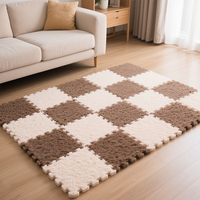 Tapis de sol puzzle en mousse avec surface en peluche pour chambre de bébé-Tapis EVA imbriqué pour aire de jeu et de repos