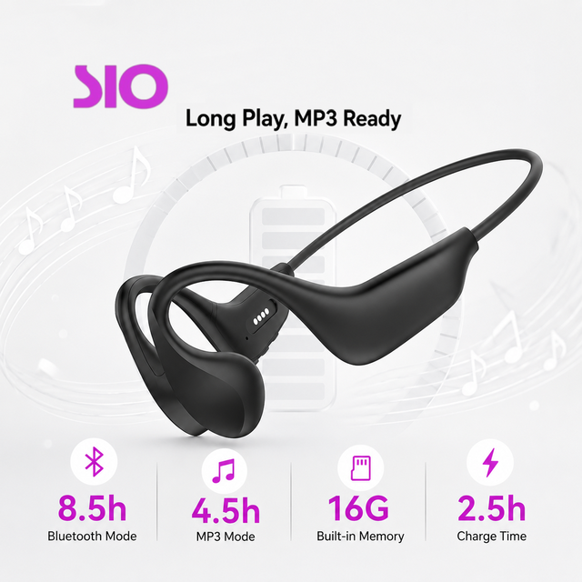IP68 Waterproof 16GB Built-in Memory BT 5.4 Open Ear Sport Headphone 8.5H Playtime Wireless Bone Conduction Headset