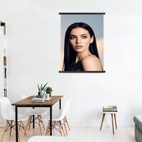 Gantungan Poster Magnetik Kayu Solid Alami DIY untuk Menggantung Gulungan Kanvas, Cetakan Foto, Dekorasi Dinding Seni, Bingkai Minimalis