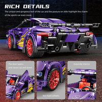 KAVO 67148 Coche de Carreras Lambo, Bloques de Construcción DIY, Juguete Educativo de Plástico MOC, Regalo de Construcción con Mecanismo de Retroceso para Niños, Escala 1:8