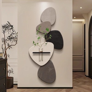 Hiện đại tối giản màu đen trắng xám pha lê thủy canh nhà máy tường nghệ thuật trừu tượng mô hình dọc lối vào treo bức tranh - Product Image 3