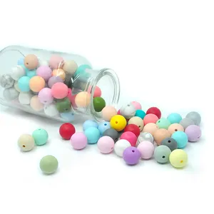 9mm 12mm 15mm 19mm 22mm Loose Round Shape perle de dentition Silicone Beads Baby Chew Silicone Beads