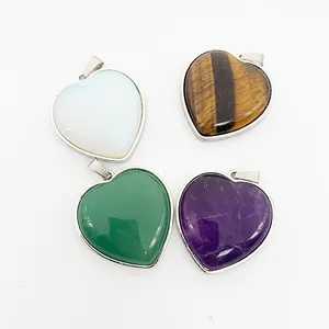 Natürliche Stein Anhänger Große Herz Charme 30 mm Für DIY Herstellung Von Schmuck Halskette Alle arten Stein Amethyst Kristall Quarz etc