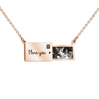 Collier pendentif enveloppe en acier inoxydable plaqué or 18 carats, nouveau design personnalisable pour la Saint-Valentin, avec carte amovible