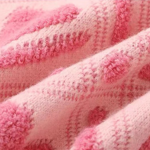 Pull en tricot jacquard rose à motif cœur pour femme Dalang, col rond, coupe ample, pull chaud d'hiver, anti-boulochage, manches longues - Product Image 3