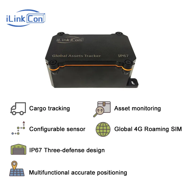 ILinkCon 4G Heavy Equipment Locator Global Asset Gps Tracking Device Free Global SIM GPS Tracker With Temperature Sensor