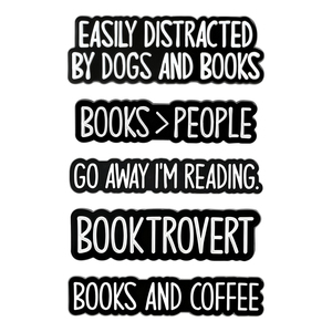 Spilla BOOKTROVERT con Scritta 'BOOKS AND COFFEE', Distintivo Smaltato '<span class=keywords><strong>GO</strong></span> AWAY I'M READING', Gioiello Regalo per Appassionati <span class=keywords><strong>di</strong></span> Lettura - Product Image 1