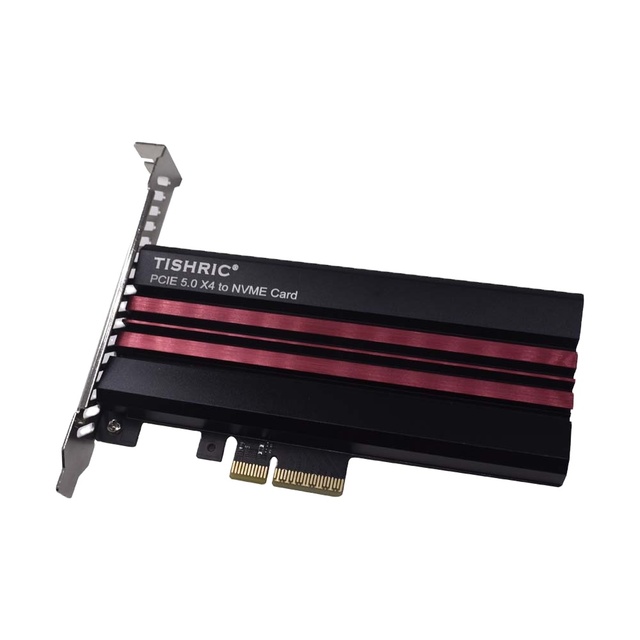 TISHRIC Desktop NVME Adapter Card PCIE 5.0 X4 2280 NVME SSD Aluminum Alloy Heat Sink PCIE X4 Connector SATA Type Products Stock