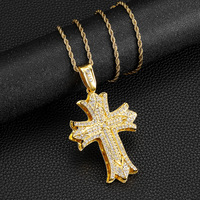 Collier en alliage vintage NL2217 avec pendentif croix serti de diamants, vente en gros d'usine