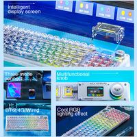 AULA F98pro Clavier mécanique transparent sans fil Tri-Mode BT avec écran de jeu Structure de joint de personnalisation RVB