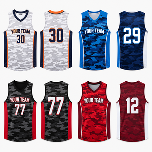 Maillot de basket réversible camouflage pour le jour du match, personnalisé avec nom et numéro d'équipe, double face, sans manches, imprimé 100% - Product Image 1