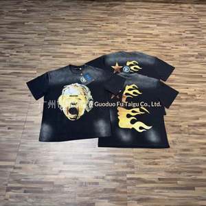 Camiseta Unisex de Manga Corta con Cuello Redondo, Estilo Americano, Súper Popular, Marca de Moda, Estampado Completo de Graffiti, Algodón, Holgada - Product Image 1