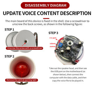 JRSG-02 Sirena de Alarma Exterior de 30W y 130db con Sonido de Fuego, Sirena de Sonido y Luz con Luz Estroboscópica Intermitente (Roja) - Product Image 4