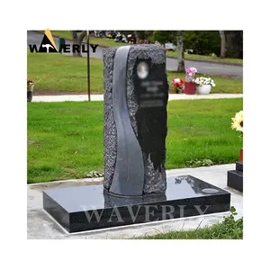 Grosir batu hitam kustom Granit batu kepala Selandia Baru monumen Granit batu nisan untuk Graves