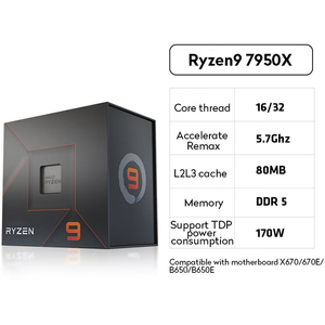 ซีพียูสำหรับเล่นเกม R9 7950X ของแท้ใหม่ 100% 16 คอร์ สำหรับเมนบอร์ด X79 X99 รองรับ I5 I7 I9 5 7 โปรเซสเซอร์ 5600g 5600x - Product Image 2