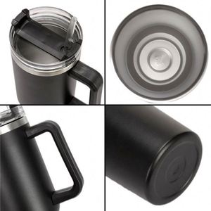 Custom Logo 40oz <b>Large</b> Capacity Stainless Steel Insulated Cup with New Car Suction Tube Ice Cream Cup 40oz Tumbler With Handle - Product Image 2