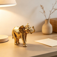Figurine d'éléphant en laiton antique, statue d'éléphant en métal vintage, petit ornement de bureau, décoration d'intérieur, cadeau de collection
