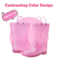 Bottes de pluie en PVC pour enfants, résistantes à l'eau, mi-mollet, mode rose, personnalisées OEM et ODM, pour filles, YL-1422