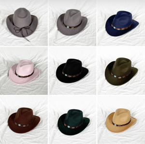 Chapeaux de cowboy occidentaux pour femmes, nouvelle collection 2024, style européen et américain, avec ceinture ornée de perles en bois, pour fêtes, voyages et usage quotidien, vente en gros - Product Image 2