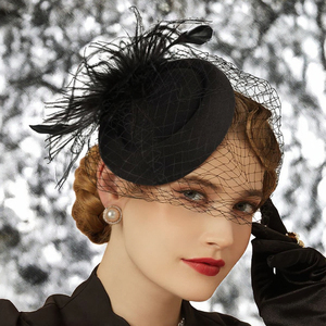 Chapeaux Fascinators de Mariage en Gros <span class=keywords><strong>pour</strong></span> Mariée et Fête, <span class=keywords><strong>Voile</strong></span>, Plumes, Fleurs, Nœuds, Réglables, 100% Polyester, Style Chapeau Haut de Forme <span class=keywords><strong>pour</strong></span> Femme - Product Image 3