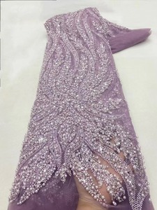 Dentelle Guipure Rouge Nigériane 2024 avec Perles et Paillettes, Tissu Brodé Aso Ebi pour Mariage Africain - Product Image 6