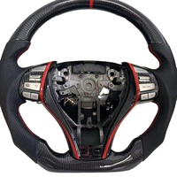 Volant en fibre de carbone avec écran LED, surpiqûres rouges, cuir perforé pour un design sportif pour Nissan Altima - Universel