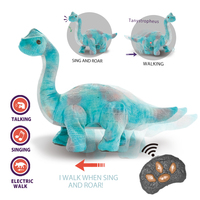 Oyuncak Brachiosaurus dolması peluş dinozor oyuncak çocuklar için uzaktan kumanda peluş kumaşlar yürüyüş oyuncak söylediklerinizi tekrarlayın