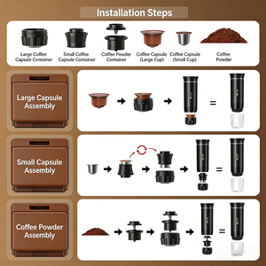 Machine à expresso portable semi-automatique avec écran LED, 20 bars, 3 en 1, cafetière électrique USB, réservoir d'eau de 150 ml, voyage, extérieur - Product Image 4