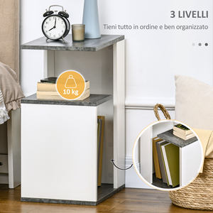 HOMCOM Irregular Design Chipboard Open <b>Shelf</b> Nightstand, 35x29.5x60 cm, Grey and White - Product Image 5