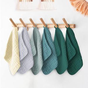 Handuk Persegi Katun 100% Double Gauze Lembut, Bernapas, Warna Polos, Lap Tangan untuk Bayi, Rumah, dan Perjalanan - Product Image 6