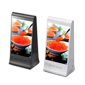 중국 공장 듀얼 8 인치 터치 스크린 테이블 상단 디스플레이 레스토랑 메뉴 테이블 광고 디지털 플레이어를위한 cms 주문 앱