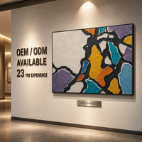 Peinture à l'huile texturée en bas-relief avec fragments de vitraux colorés, cadre doré, art mural pour hall d'hôtel, réception, personnalisable, vente en gros, OEM