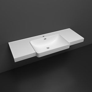 Lavabo Rectangular Moderno y Minimalista de Color Blanco con Lavabo de Piedra Artificial de Borde Ultrafino Ecológico para Baños de Hotel - Product Image 2