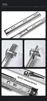Glissières télescopiques silencieuses robustes à roulement à billes de 53 mm, capacité 120 kg, pour rallonges de table, meubles, tiroirs de salle à manger, extérieur et cuisine