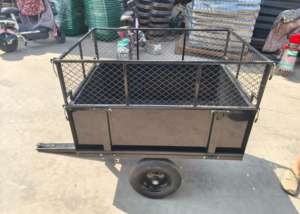 Remorque de VTT Chariot à benne basculante en acier Remorque utilitaire pour pelouse et jardin Remorque avec remorquage robuste derrière les chariots et côtés amovibles - Product Image 2