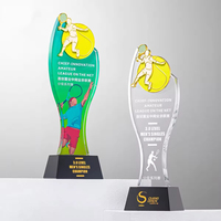 Compétitions sportives personnalisées Trophée de cristal Récompenses Or Métal Badminton Natation Vélo Running Basketball Tennis Trophy Awards