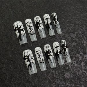 Nuevo Producto Lanzado, Exclusivas Uñas Postizas de Gelatina Plateada con Diseño de Ojo Turco Oscuro, Color Negro Dorado, Hechas a Mano - Product Image 2