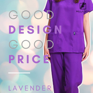 BELLA VITA Tela de poliéster suave con ajuste a medida y bolsillos funcionales Top y pantalones exfoliantes de color lavanda - Product Image 4